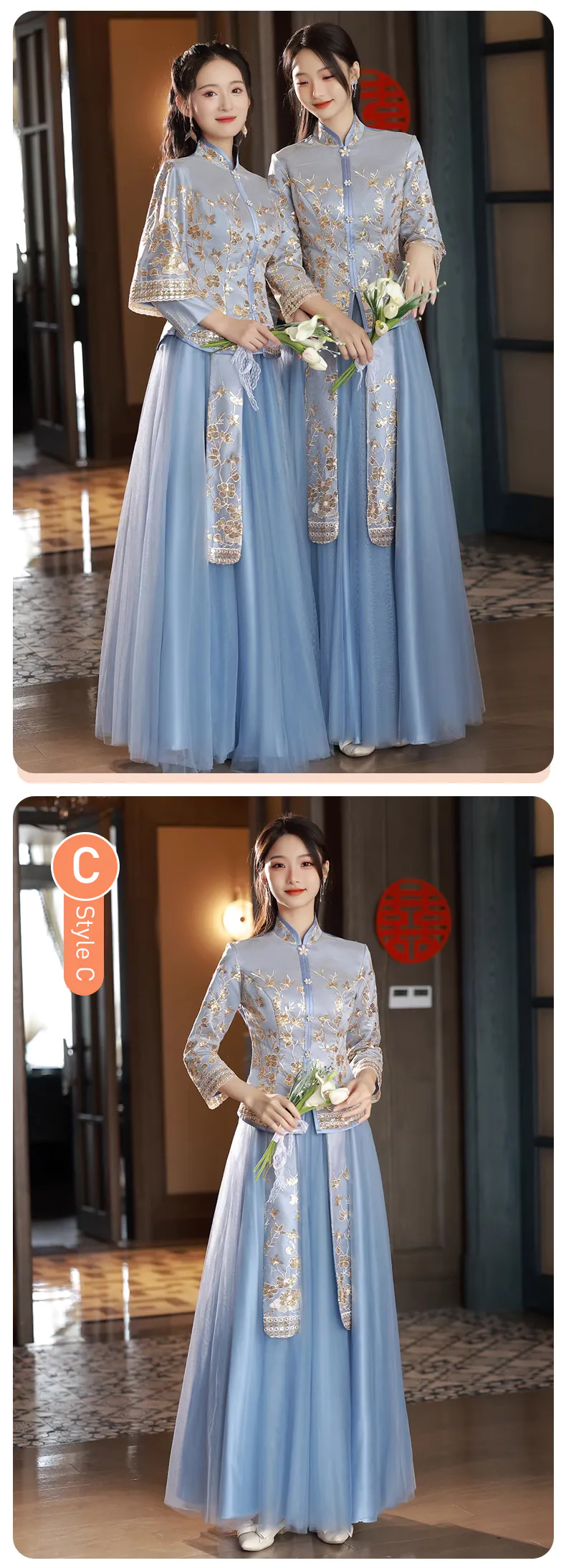 Chinese-Traditional-Style-Blue-Bridal-Wedding-Party-Bridesmaid-Dress18
