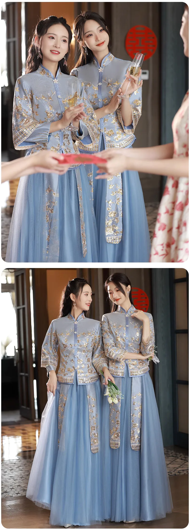 Chinese-Traditional-Style-Blue-Bridal-Wedding-Party-Bridesmaid-Dress20