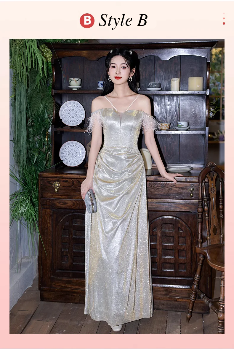 Elegant-Champagne-Gold-Off-Shoulder-Sparkly-Bridesmaid-Party-Dress19