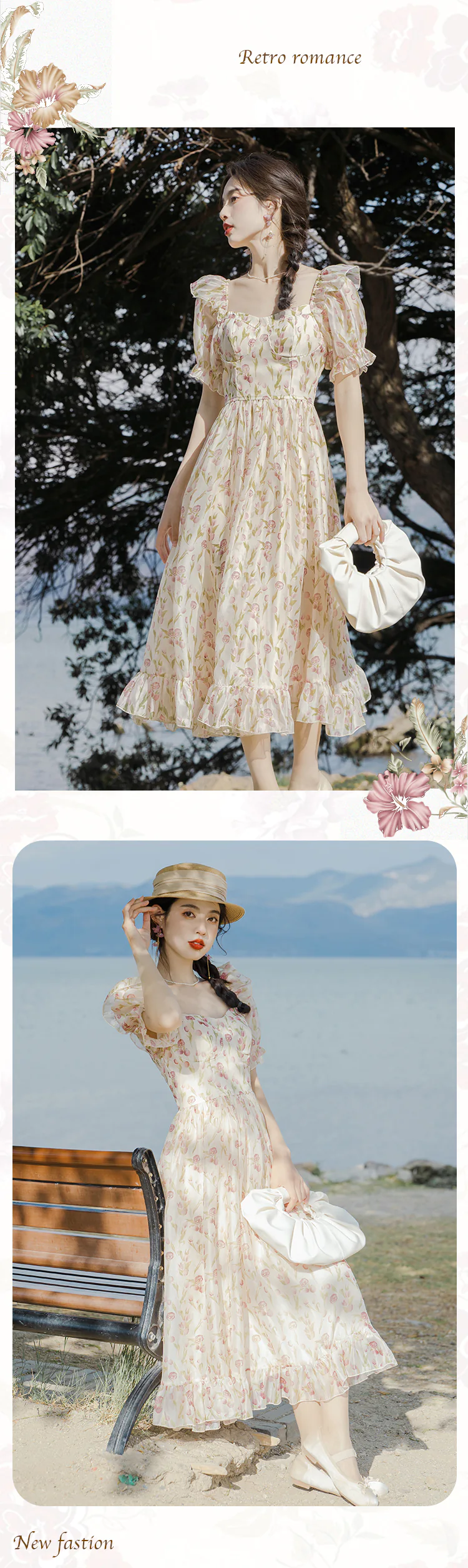 Elegant-Square-Neck-Short-Sleeve-Tulip-Floral-Printed-Casual-Dress12