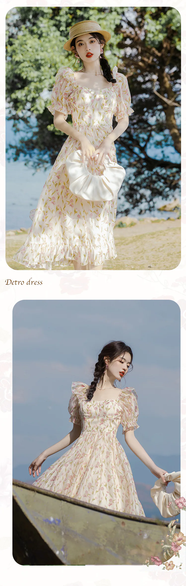 Elegant-Square-Neck-Short-Sleeve-Tulip-Floral-Printed-Casual-Dress16
