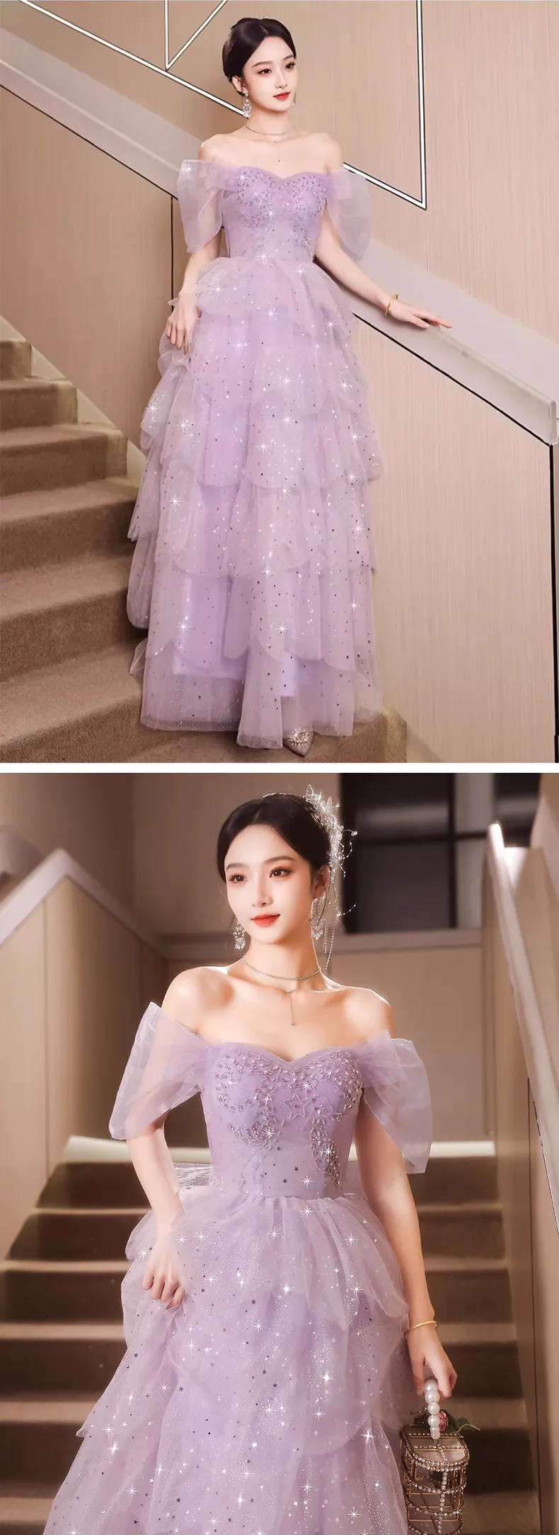 Fairy-Princess-Off-Shoulder-Lavender-Tulle-Ball-Gown-Layered-Prom-Dress14