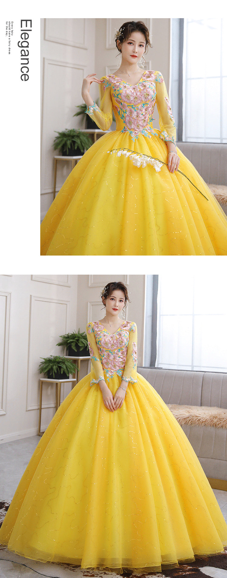 Golden-Embroidery-Puffy-Skirt-Gauze-Wedding-Evening-Party-Dress12