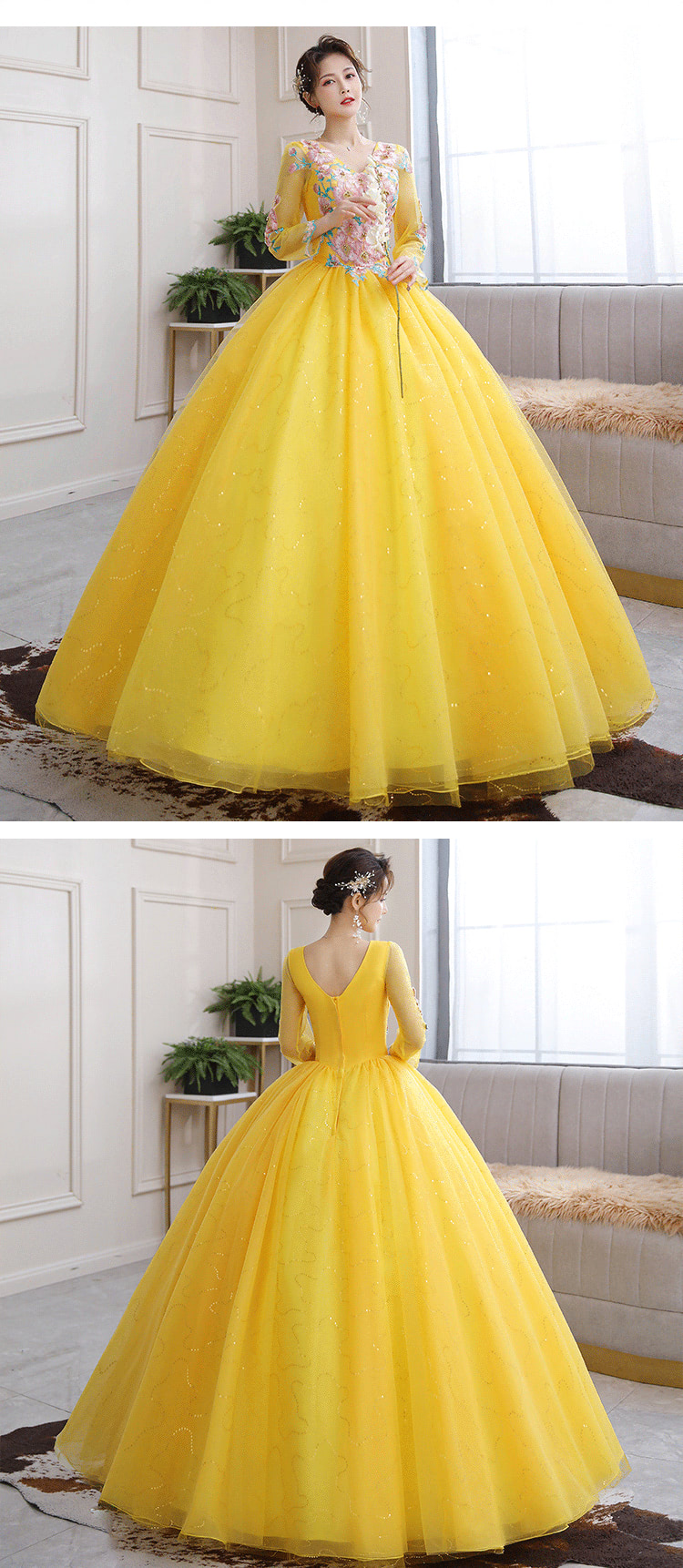 Golden-Embroidery-Puffy-Skirt-Gauze-Wedding-Evening-Party-Dress14