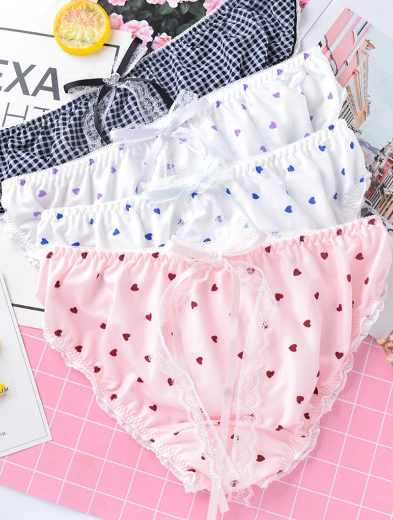 Kawaii Milk Silk Printed Panties Lovely Seamless Underwear Briefs02