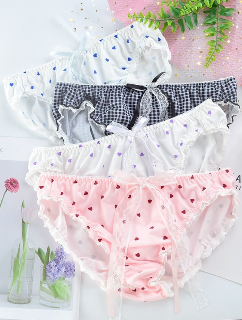 Kawaii Milk Silk Printed Panties Lovely Seamless Underwear Briefs03
