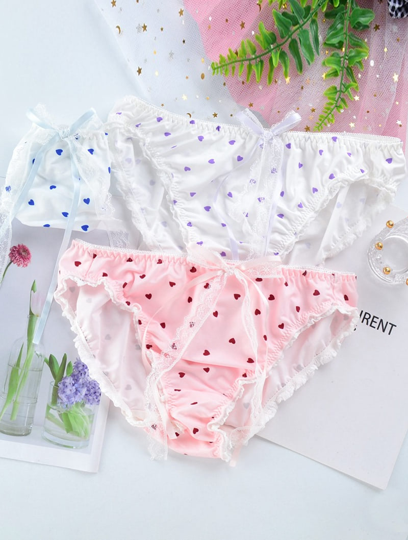 Kawaii Milk Silk Printed Panties Lovely Seamless Underwear Briefs01