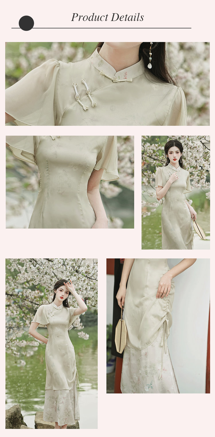 Ladies-A-Line-Green-Chinese-Modern-Cheongsam-Costume-Qipao-Dress09