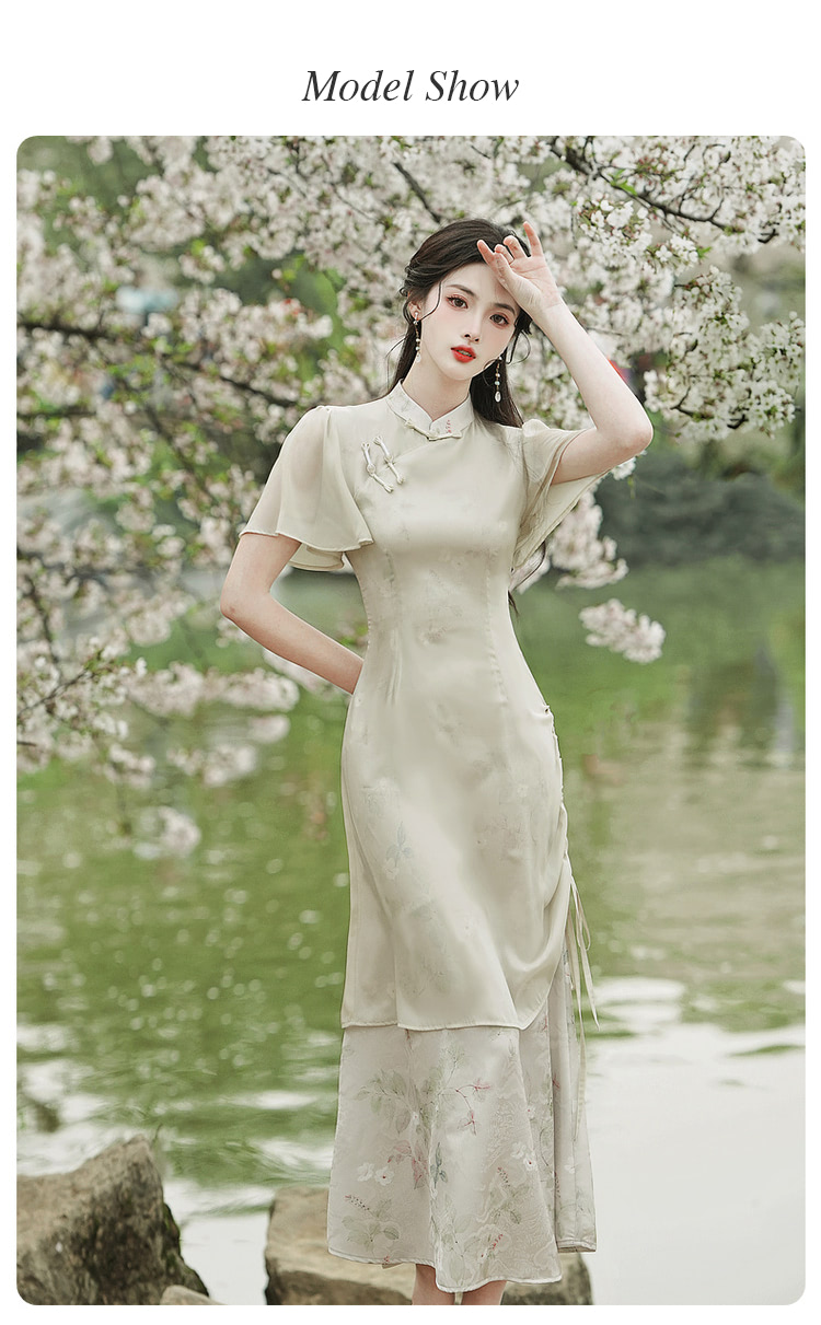 Ladies-A-Line-Green-Chinese-Modern-Cheongsam-Costume-Qipao-Dress10