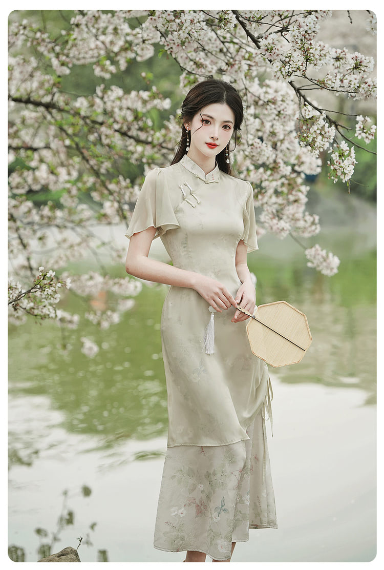 Ladies-A-Line-Green-Chinese-Modern-Cheongsam-Costume-Qipao-Dress12