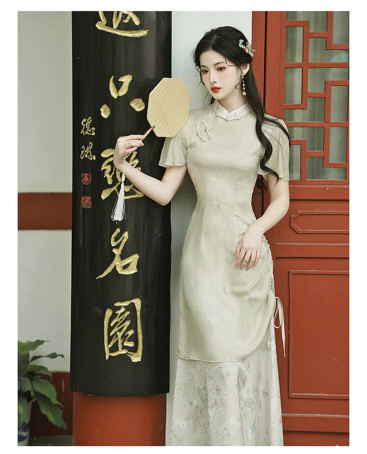 Ladies-A-Line-Green-Chinese-Modern-Cheongsam-Costume-Qipao-Dress13
