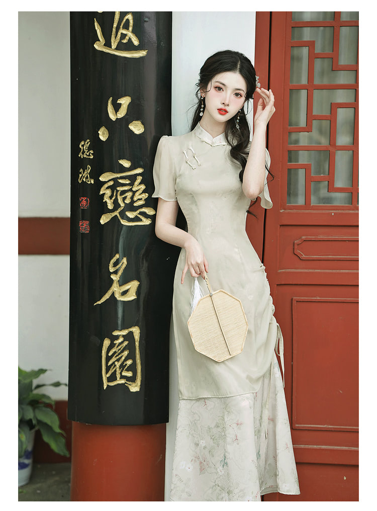 Ladies-A-Line-Green-Chinese-Modern-Cheongsam-Costume-Qipao-Dress14