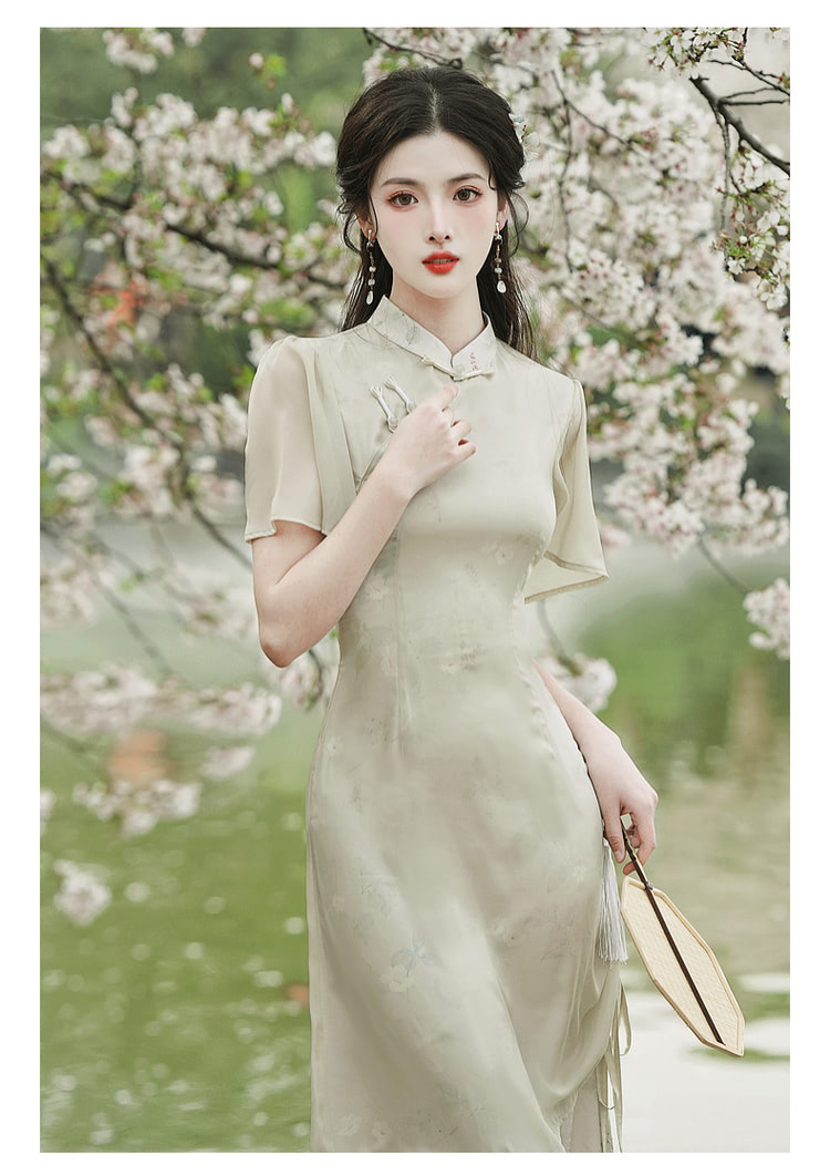 Ladies-A-Line-Green-Chinese-Modern-Cheongsam-Costume-Qipao-Dress15