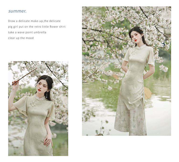 Ladies-A-Line-Green-Chinese-Modern-Cheongsam-Costume-Qipao-Dress16