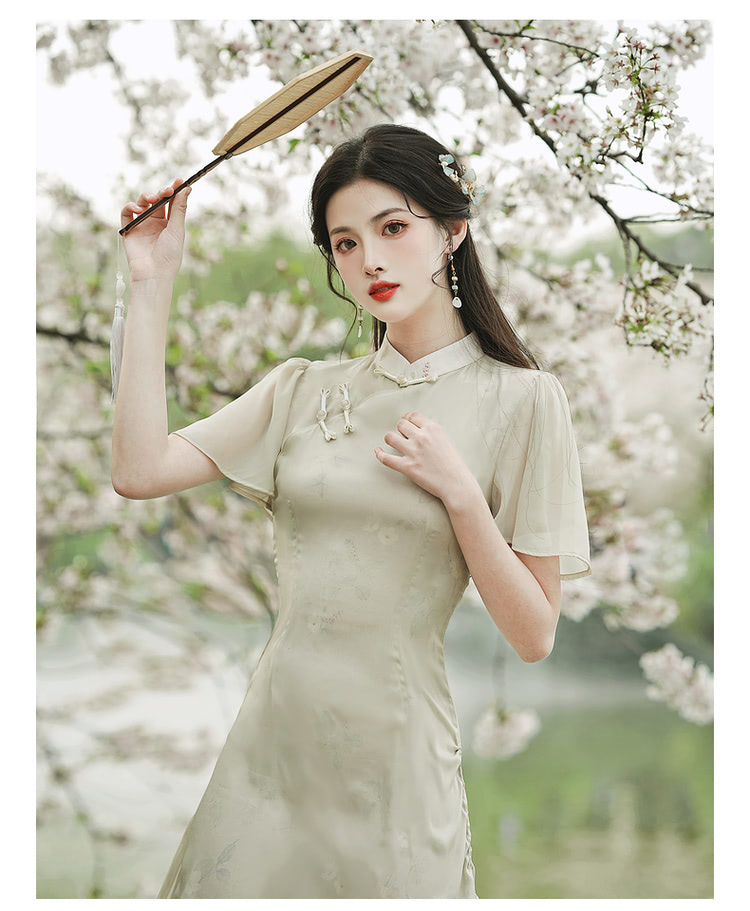 Ladies-A-Line-Green-Chinese-Modern-Cheongsam-Costume-Qipao-Dress17