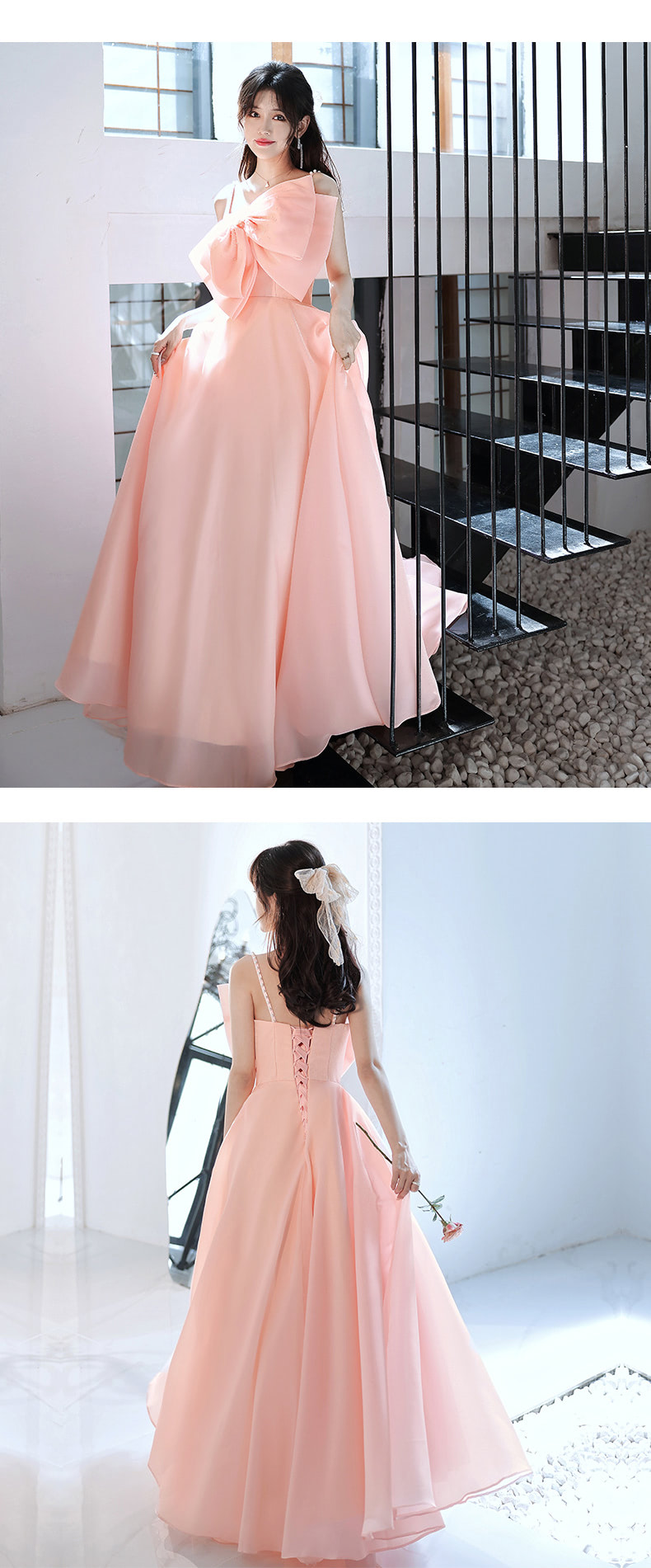 Pretty-Pink-Prom-Party-Long-Slip-Dress-Cute-Bow-Tie-Ball-Gown13