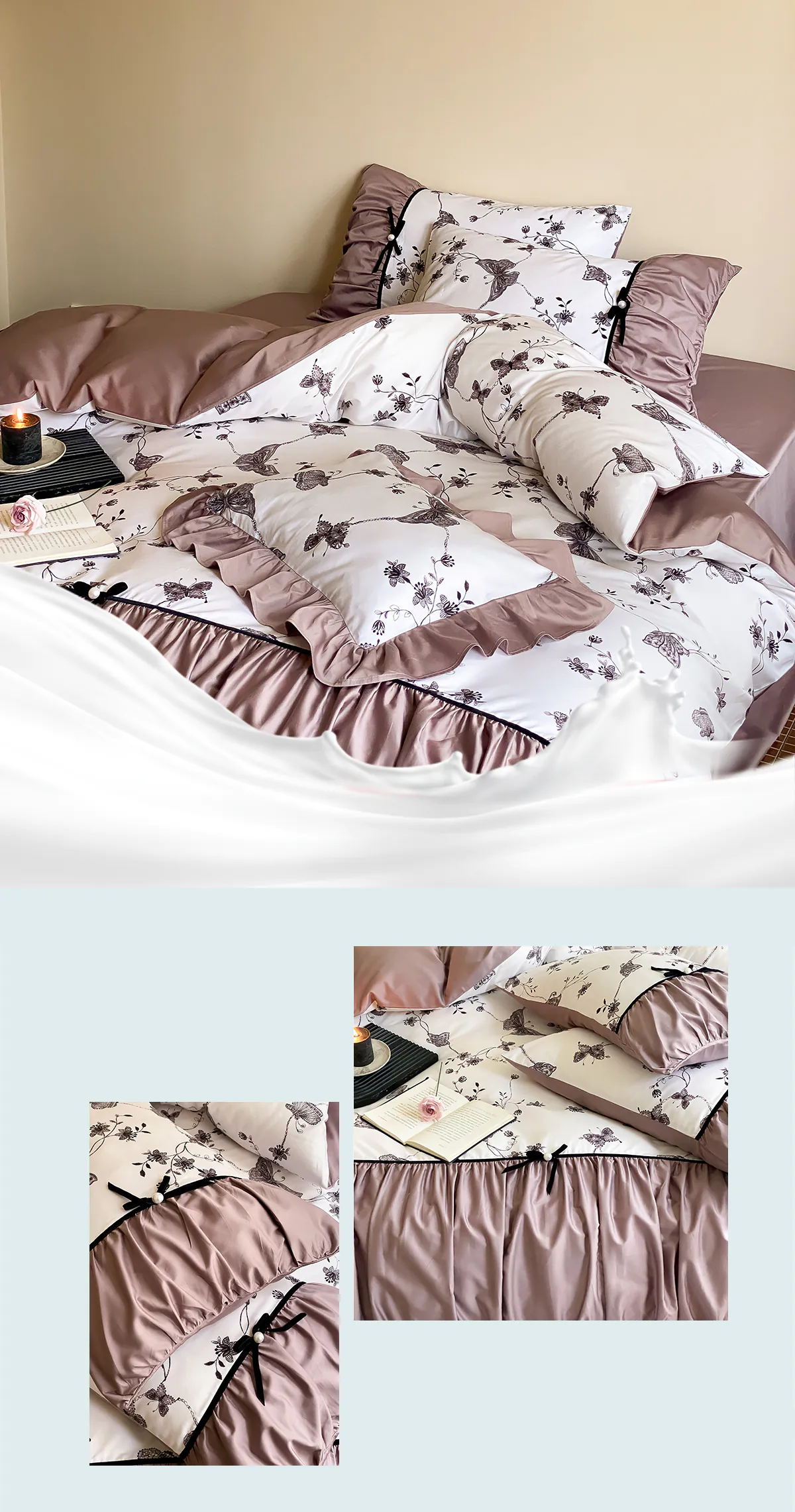 Retro-Pleated-French-Style-100-Cotton-Bedding-Set-with-Bow23