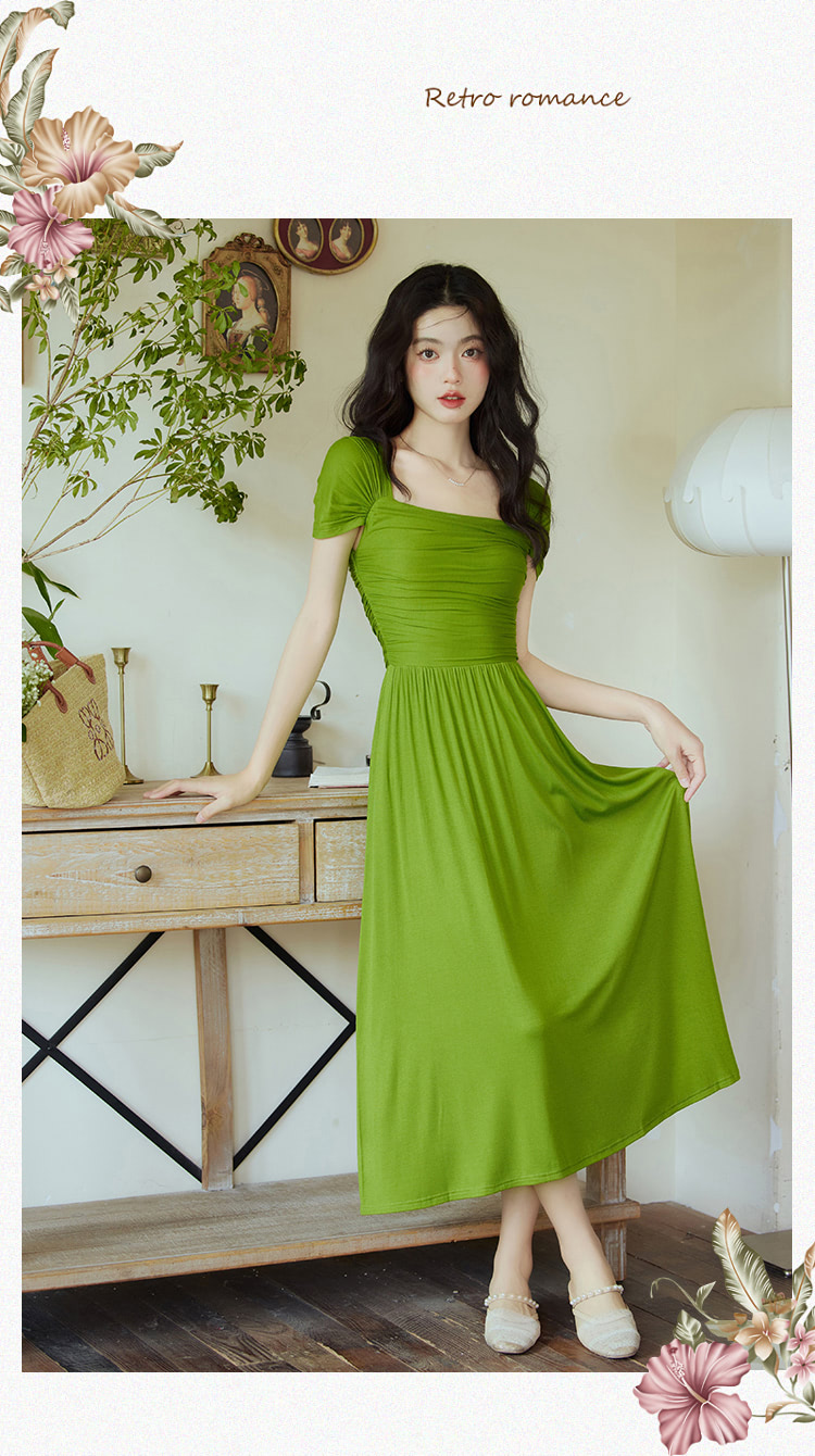 Retro-Wasabi-Green-Short-Sleeve-Slim-Fit-Summer-Casual-Dress12