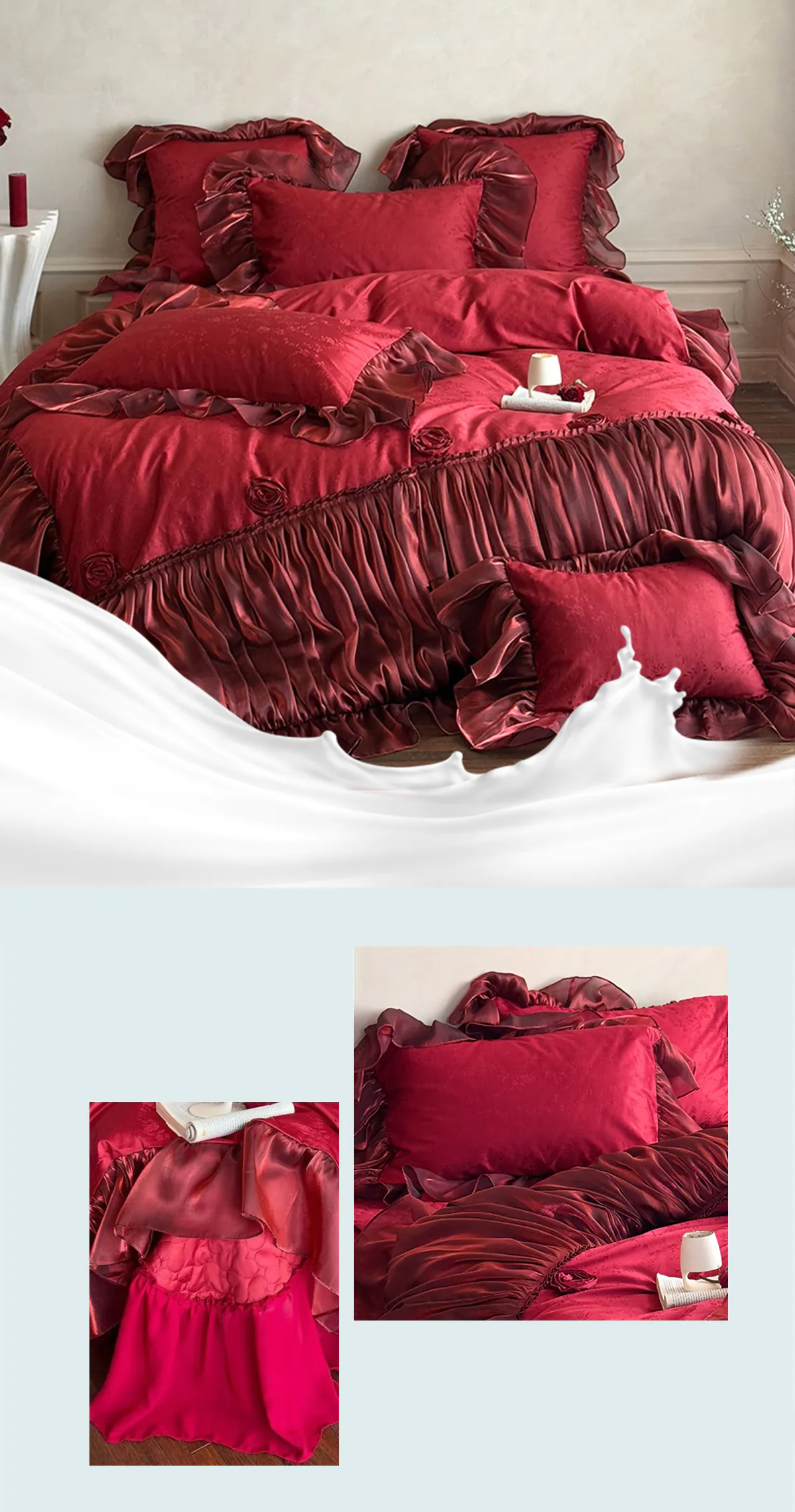 Romantic-100-Long-Staple-Cotton-Pleated-Skirt-Jacquard-Bedding-Set10