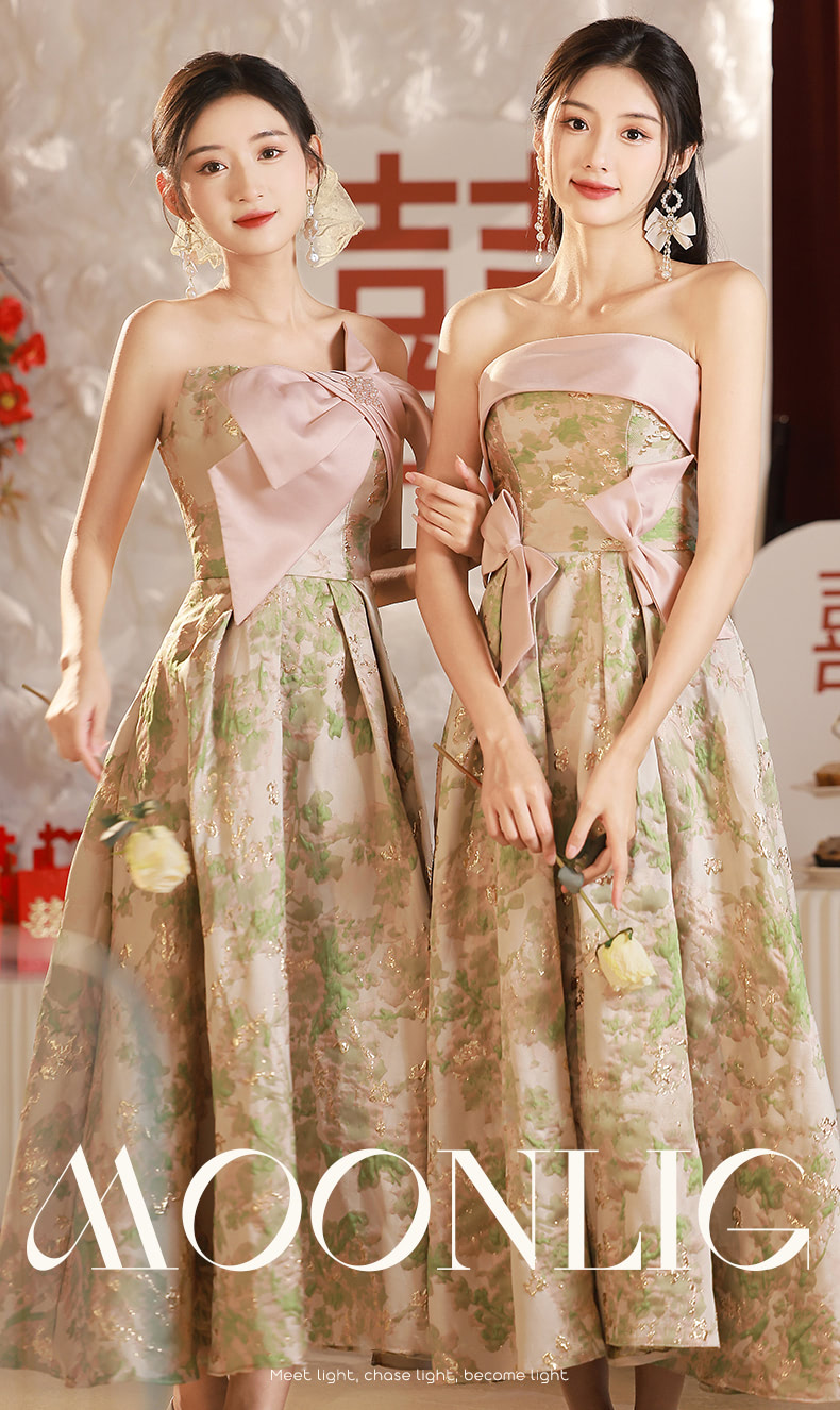Romantic-Champagne-Pink-Backyard-Bridal-Wedding-Party-Long-Dress11