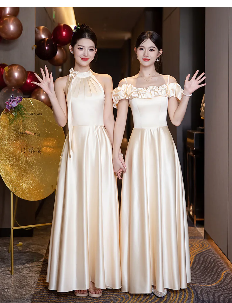 Simple-Elegant-A-Line-Neutral-Satin-Junior-Champagne-Bridesmaid-Dress14