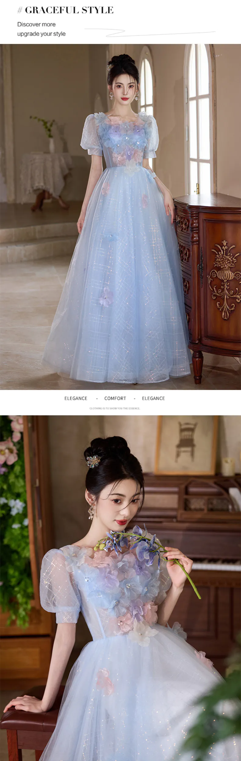 Soft-Blue-Princess-Tulle-3D-Floral-Short-Puff-Sleeve-Ball-Gown-Party-Dress11