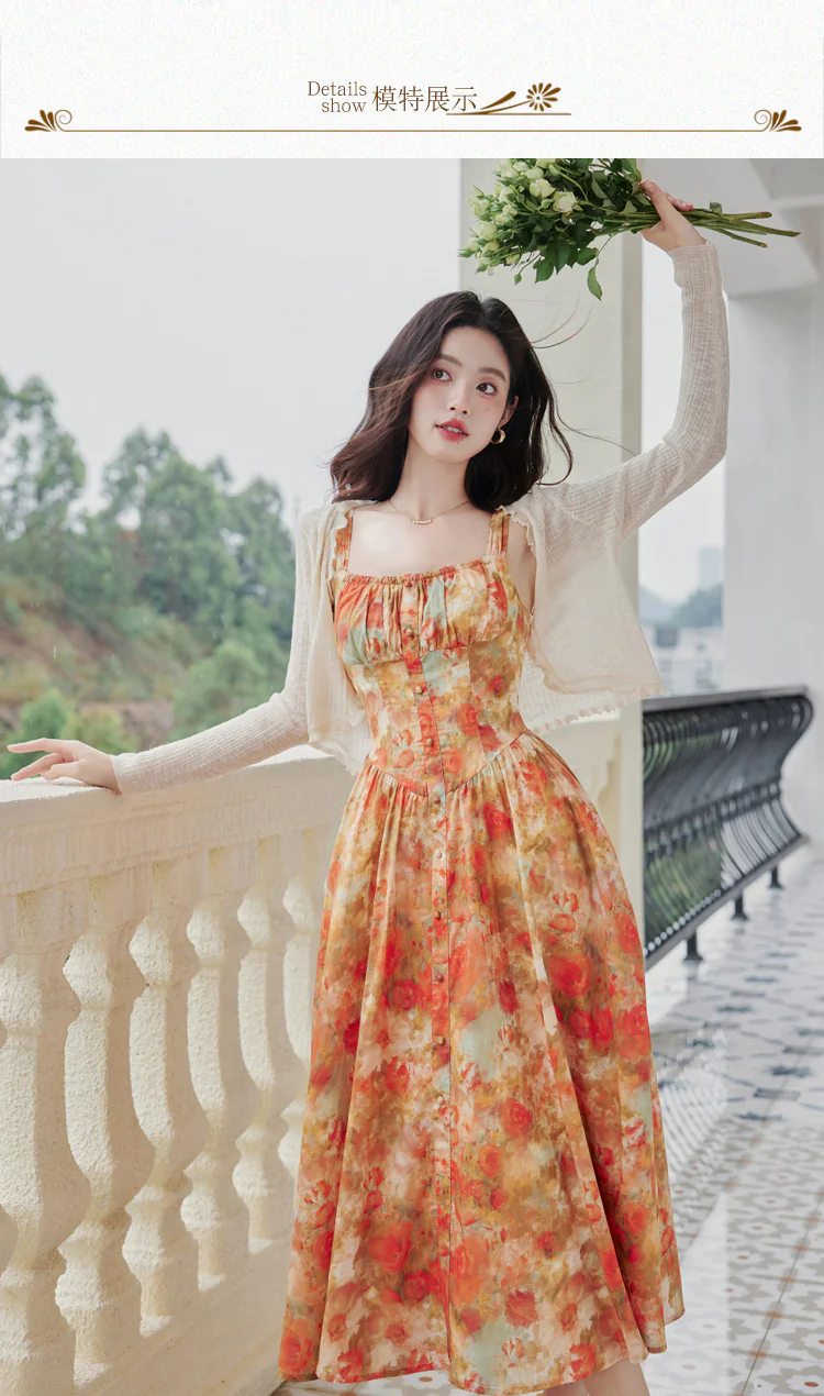 Sweet-Ladies-Tie-Dye-Floral-Summer-Beach-Casual-Dress-with-Cardigan-Set08