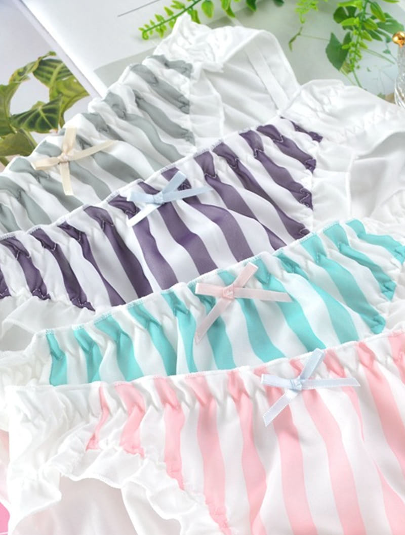 Sweet Printed Stripe Underwear Soft Cotton Bikini Panties03