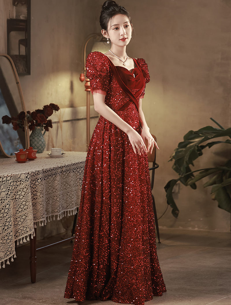 Sweet Wine Red Sequin Formal Long Dress for Prom Cocktail Party01