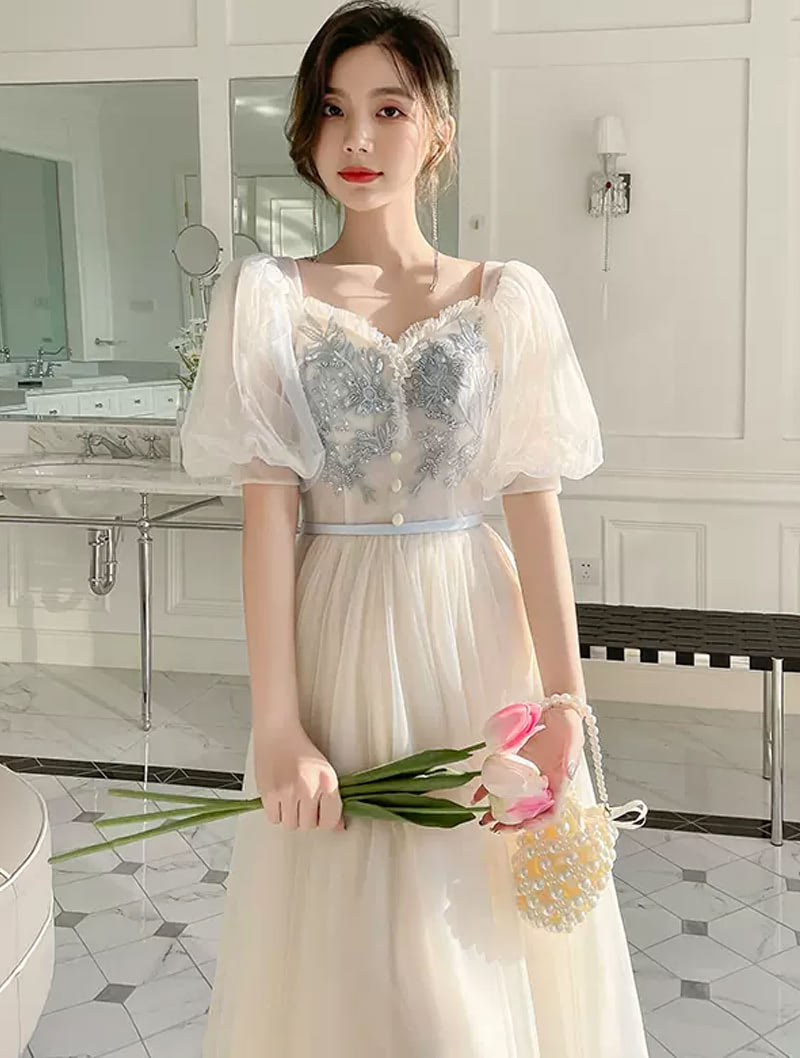Unique Champagne Chiffon Beach Wedding Bridesmaid Long Dress03