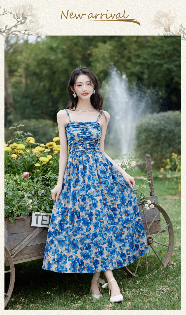 Vintage-Blue-Floral-Slip-Dress-with-Cardigan-Set-Casual-Vacation-Outfit07