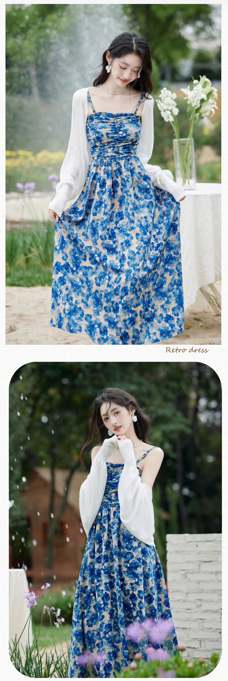 Vintage-Blue-Floral-Slip-Dress-with-Cardigan-Set-Casual-Vacation-Outfit10