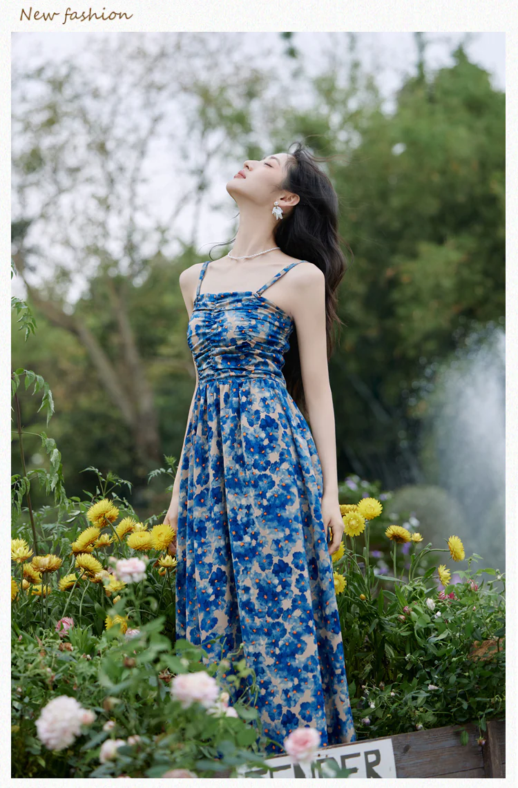 Vintage-Blue-Floral-Slip-Dress-with-Cardigan-Set-Casual-Vacation-Outfit11