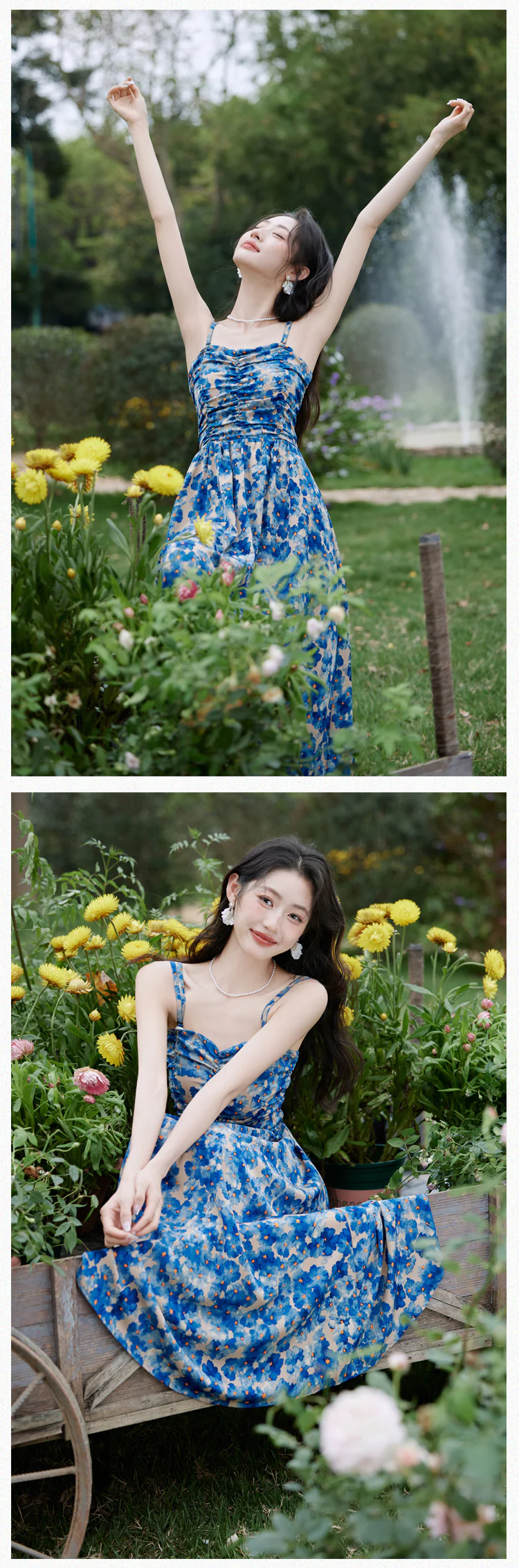Vintage-Blue-Floral-Slip-Dress-with-Cardigan-Set-Casual-Vacation-Outfit15