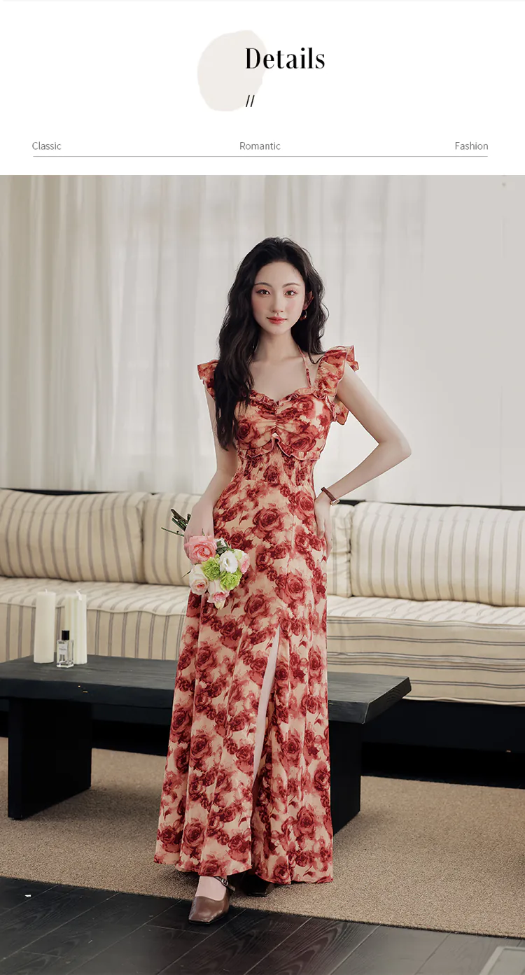Vintage-Wine-Red-Rose-Floral-Print-Ruffle-Sleeves-Summer-Vacation-Dress10