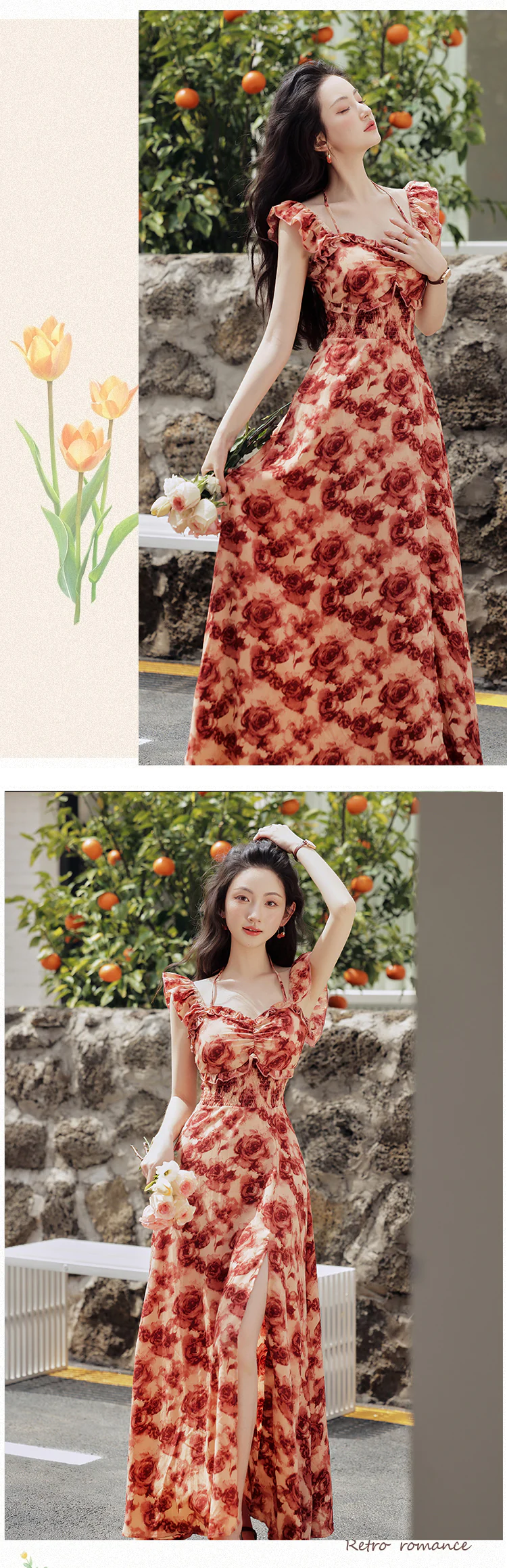 Vintage-Wine-Red-Rose-Floral-Print-Ruffle-Sleeves-Summer-Vacation-Dress13