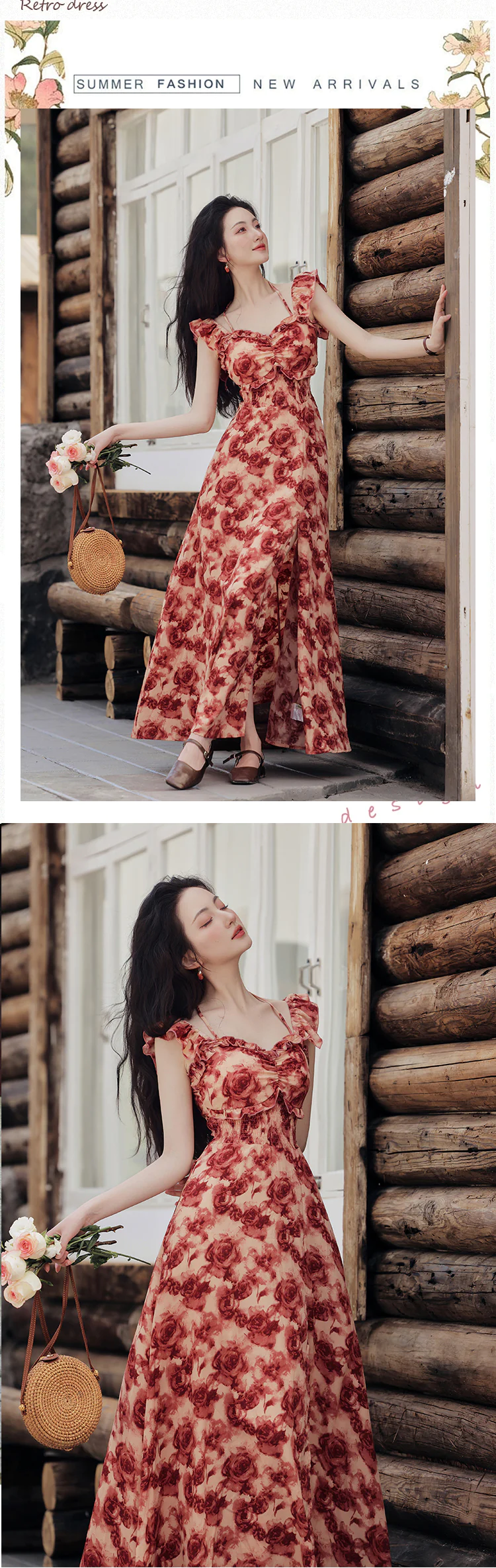Vintage-Wine-Red-Rose-Floral-Print-Ruffle-Sleeves-Summer-Vacation-Dress16