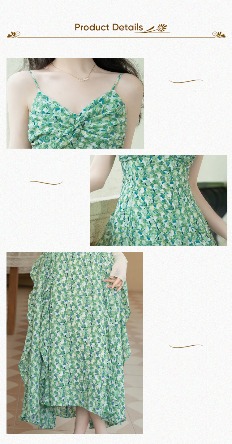 A-Line-Green-Print-Summer-Beach-Casual-Long-Dress-with-Cardigan07