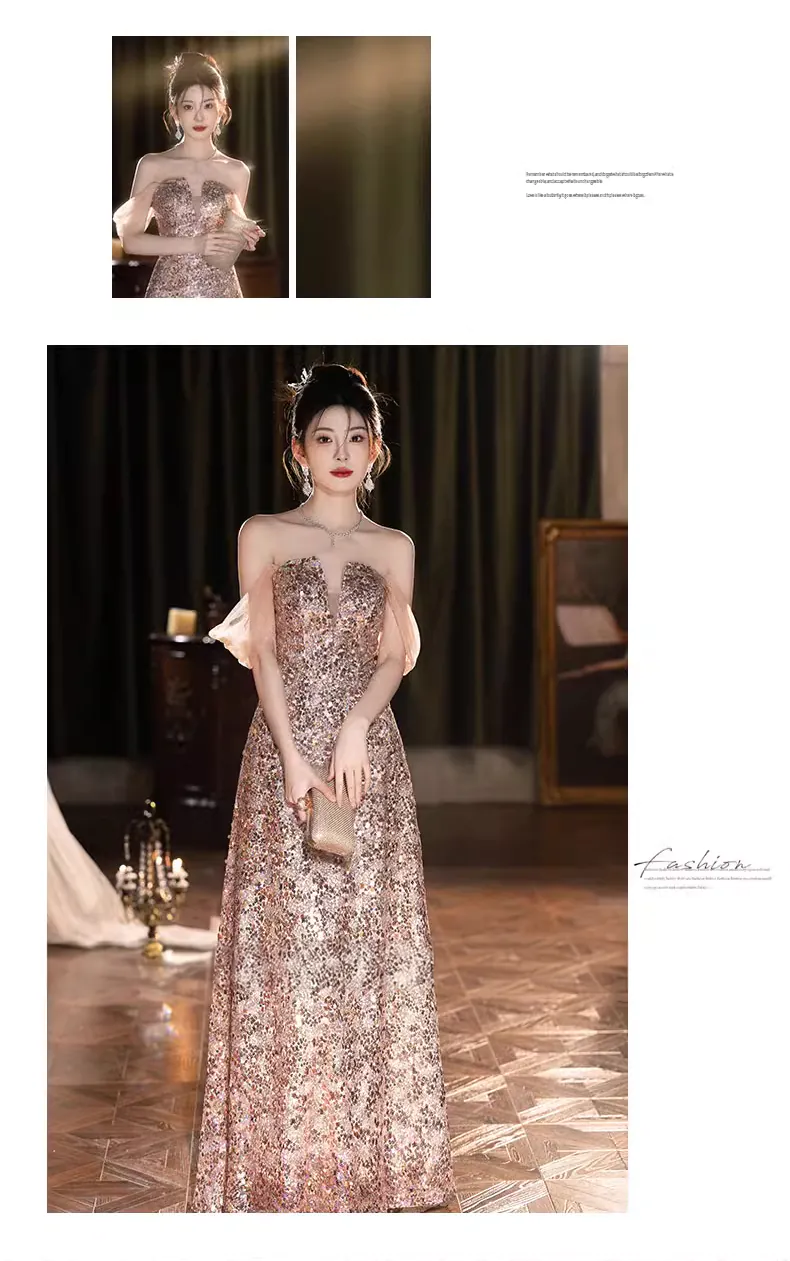 Classy-Off-the-Shoulder-Pink-Sparkly-Evening-Dress-Formal-Party-Ball-Gown08