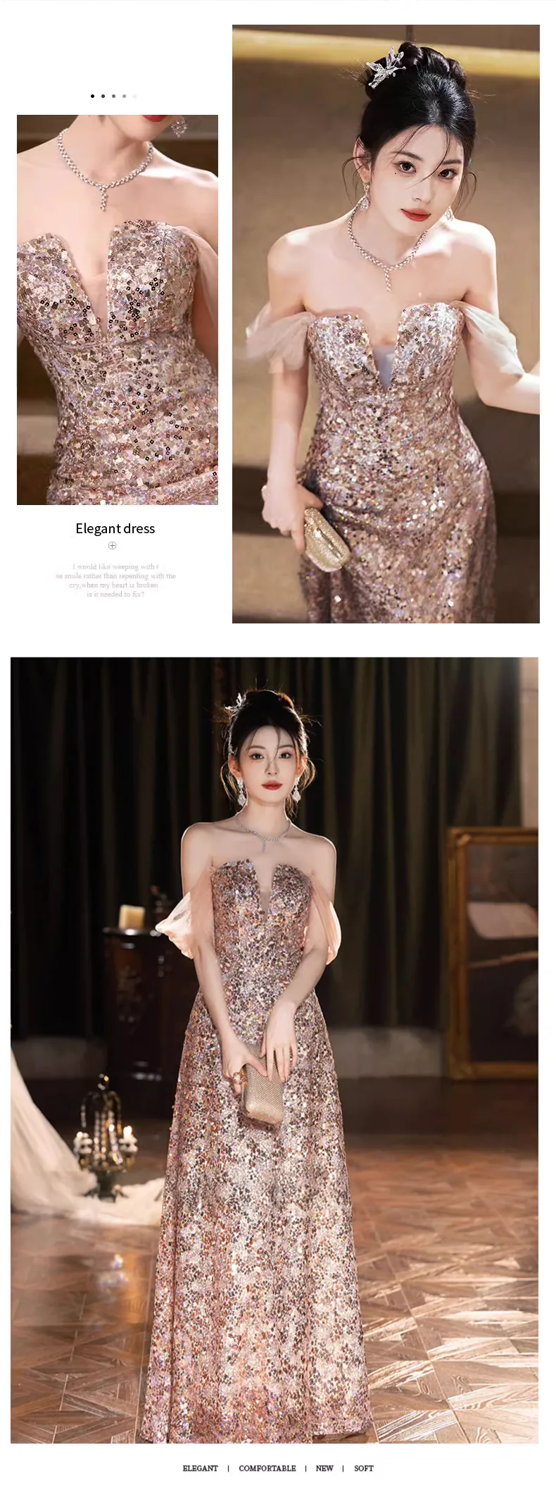 Classy-Off-the-Shoulder-Pink-Sparkly-Evening-Dress-Formal-Party-Ball-Gown11
