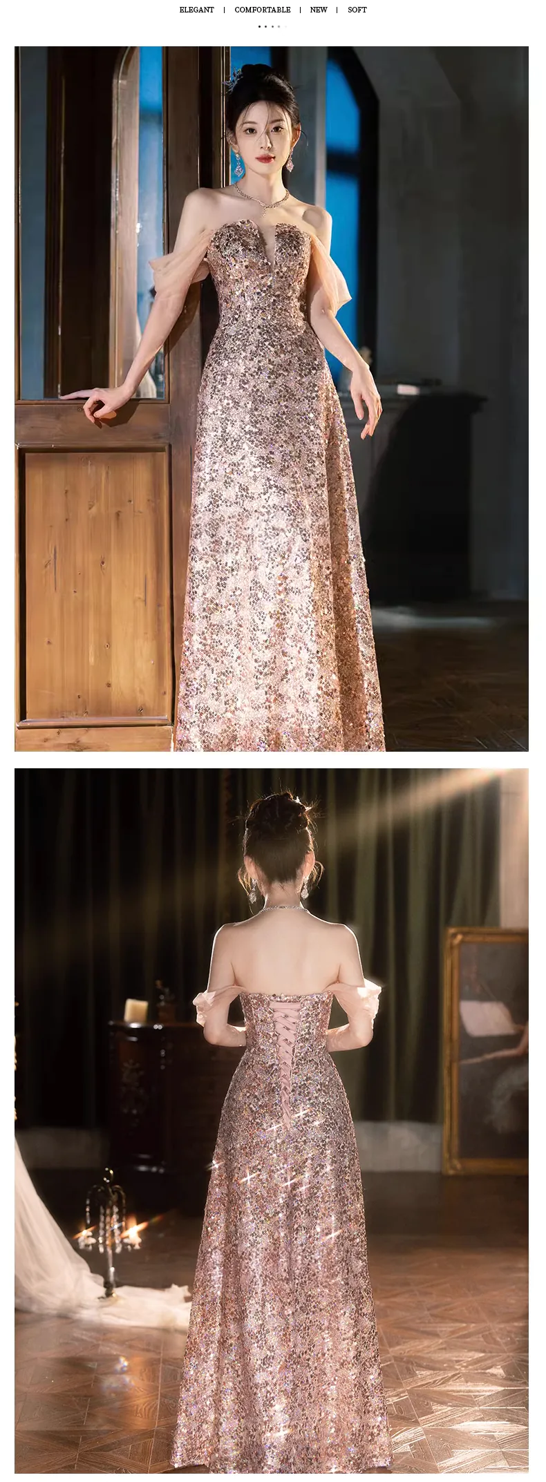 Classy-Off-the-Shoulder-Pink-Sparkly-Evening-Dress-Formal-Party-Ball-Gown14