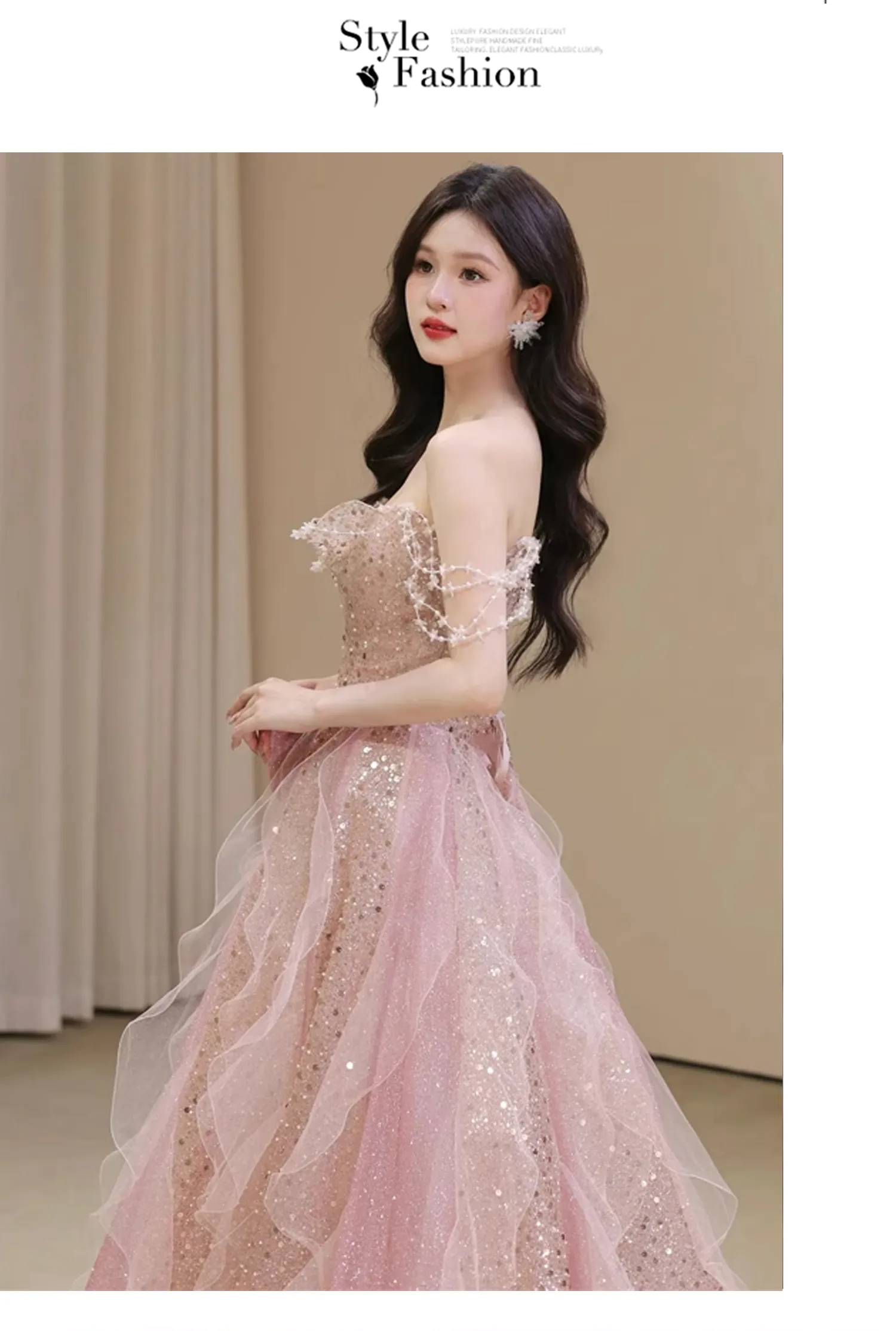 Fairy-Pink-Tulle-Off-the-Shoulder-Party-Formal-Dress-Banquet-Evening-Gown07
