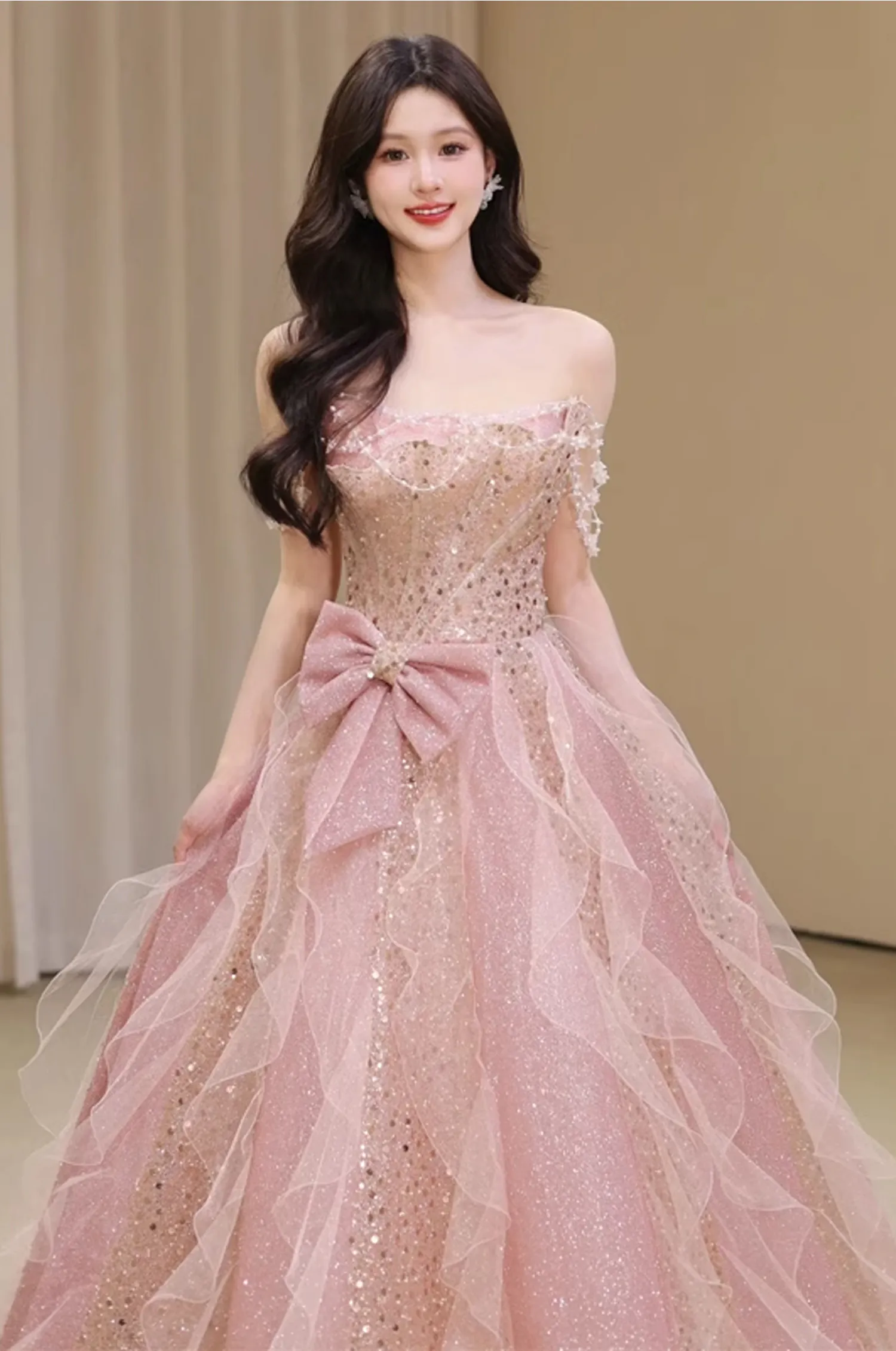 Fairy-Pink-Tulle-Off-the-Shoulder-Party-Formal-Dress-Banquet-Evening-Gown08