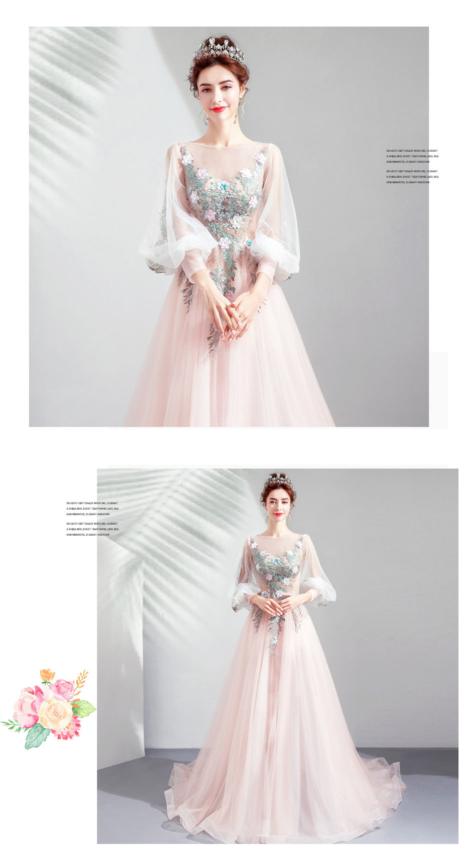 Fairy-Pink-Tulle-Puff-Sleeves-Floral-Embroidery-Prom-Party-Dress10