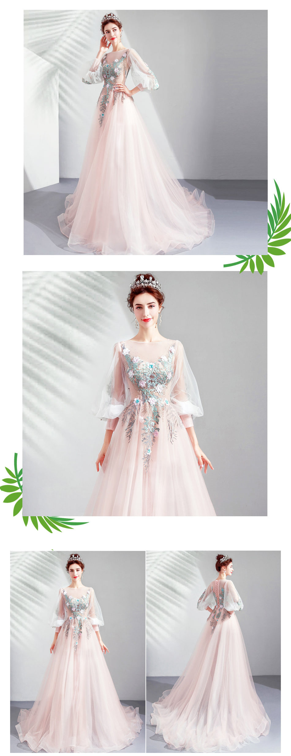 Fairy-Pink-Tulle-Puff-Sleeves-Floral-Embroidery-Prom-Party-Dress12