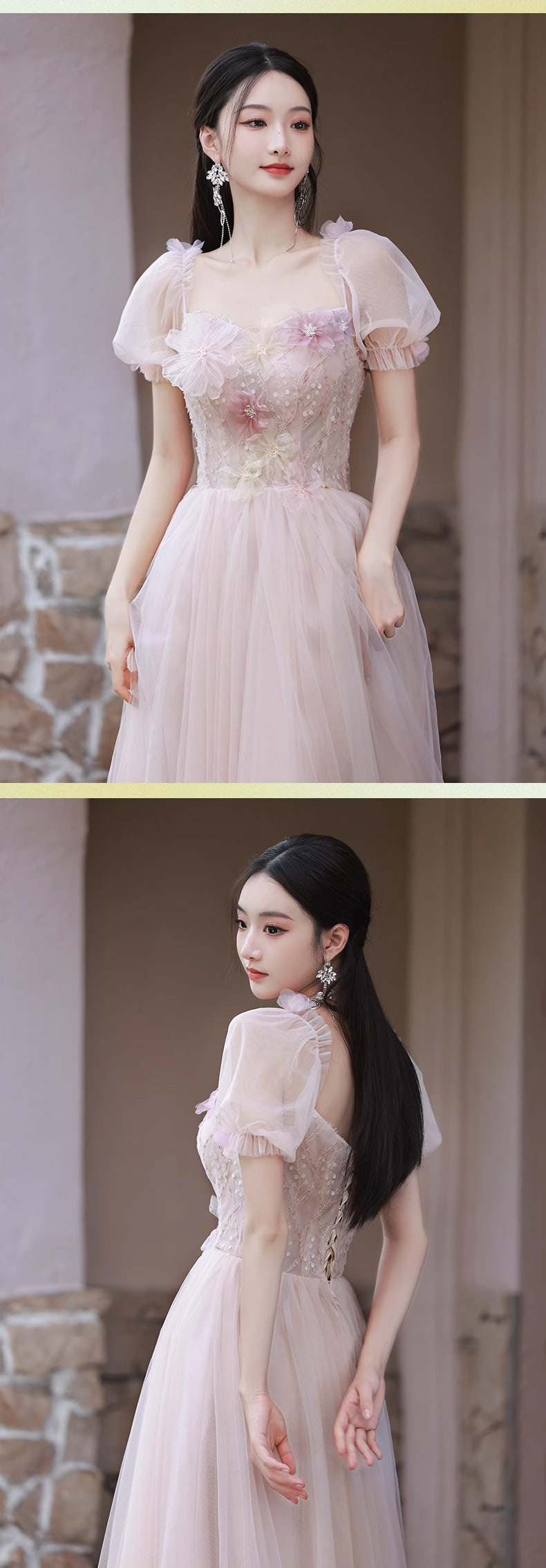 Fashion-Ladies-Beach-Wedding-Pink-Floral-Bridesmaid-Maxi-Dress19
