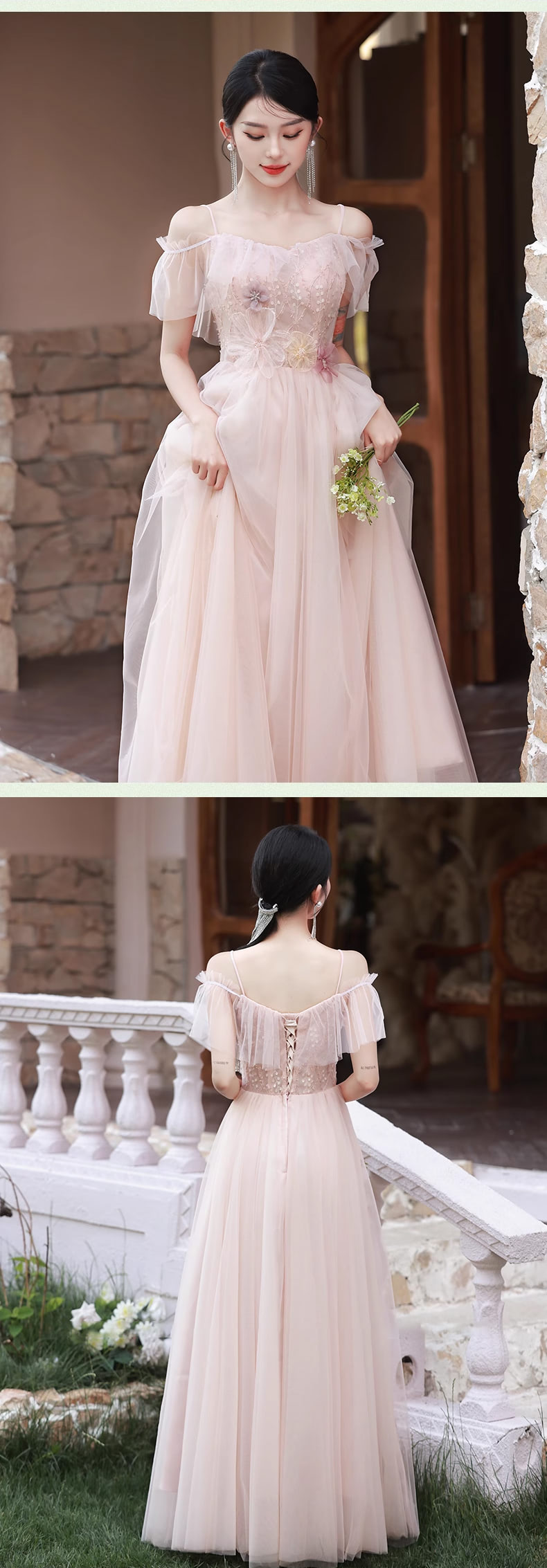 Fashion-Ladies-Beach-Wedding-Pink-Floral-Bridesmaid-Maxi-Dress21