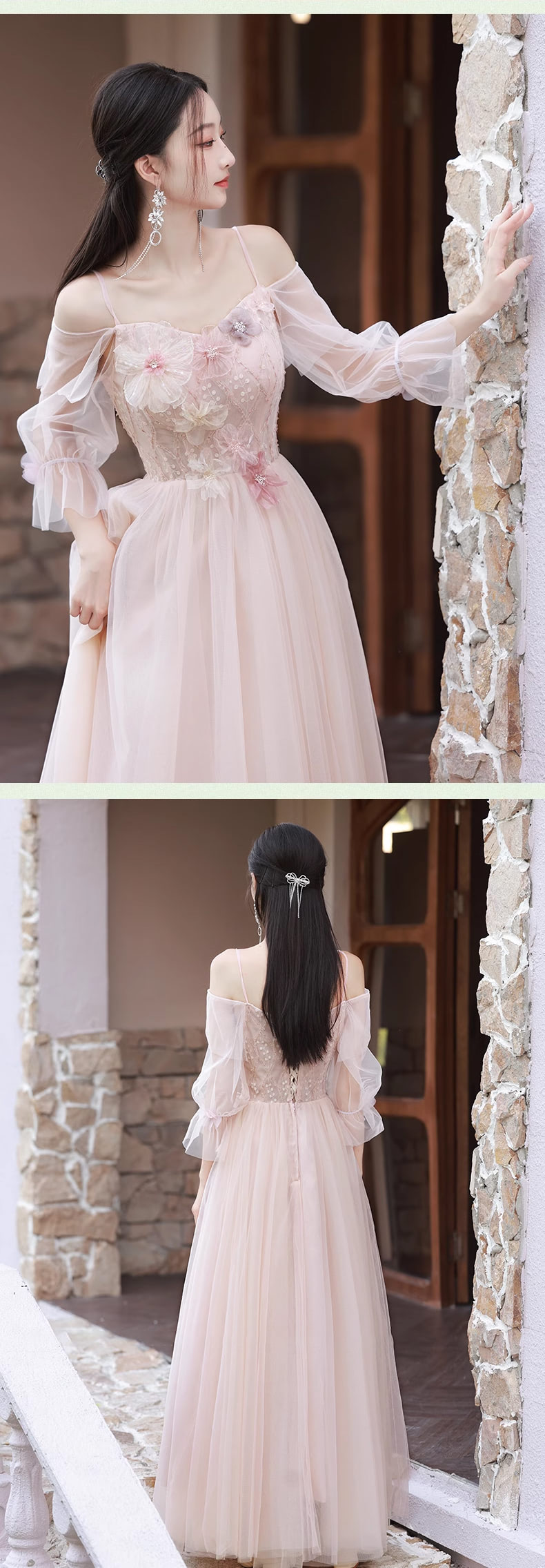 Fashion-Ladies-Beach-Wedding-Pink-Floral-Bridesmaid-Maxi-Dress23