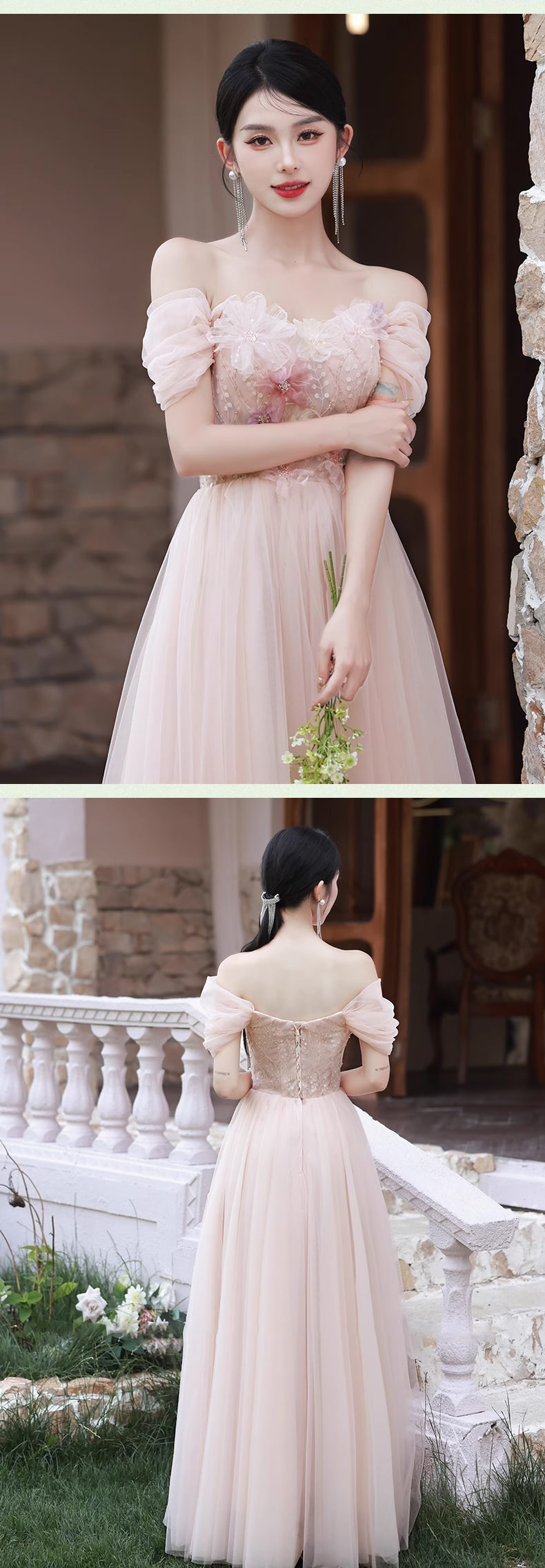 Fashion-Ladies-Beach-Wedding-Pink-Floral-Bridesmaid-Maxi-Dress25