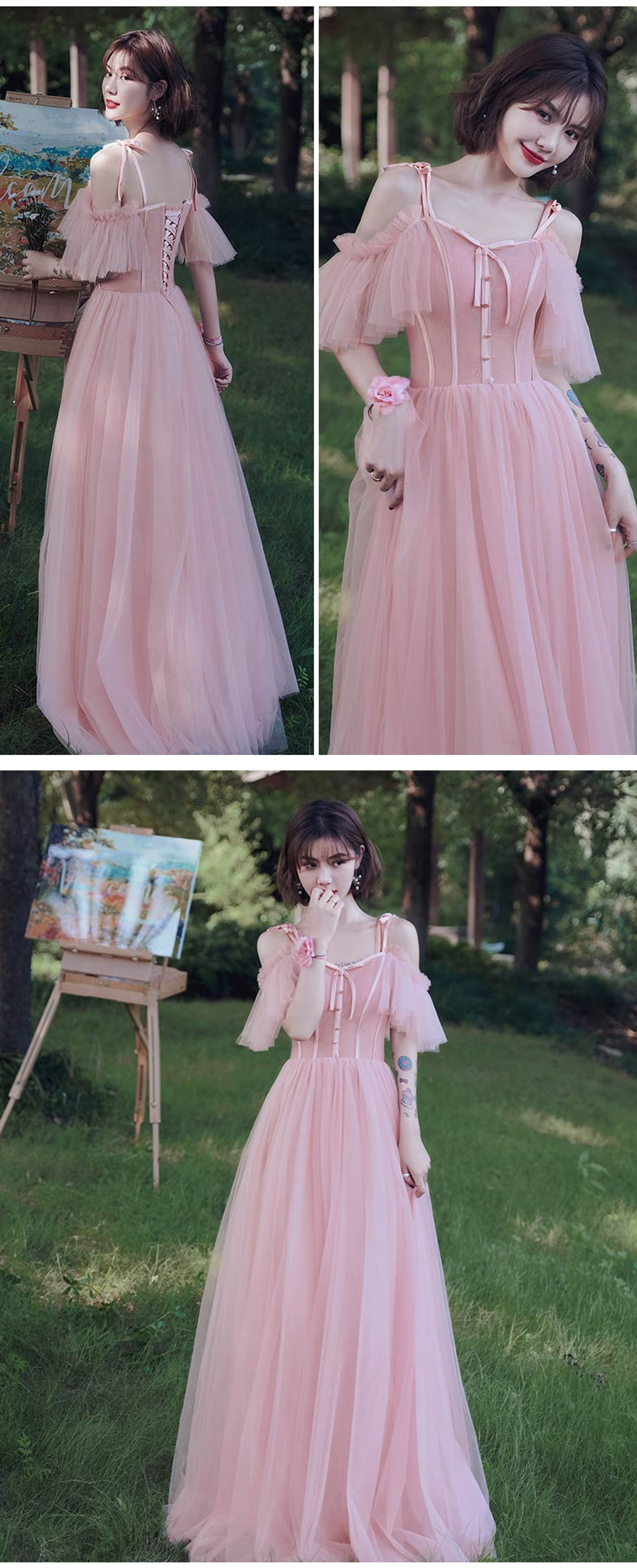 Feminine-Sweet-Pink-Tulle-Bridesmaid-Dress-Prom-Party-Ball-Gown15